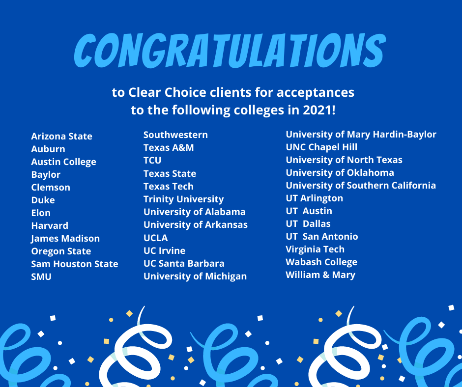 Celebration of Clear Choice clients' achievements in various colleges in 2021